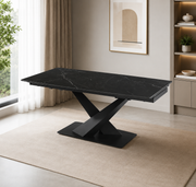Nordic Rock Extendable Ceramic Dining Table – Sintered Stone Top, Seats 6, Modern Dining Table