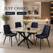 Ava Velvet Dining Chairs – Set of 2 or 4, Swivel Upholstered Chairs with Metal Legs, Modern Design