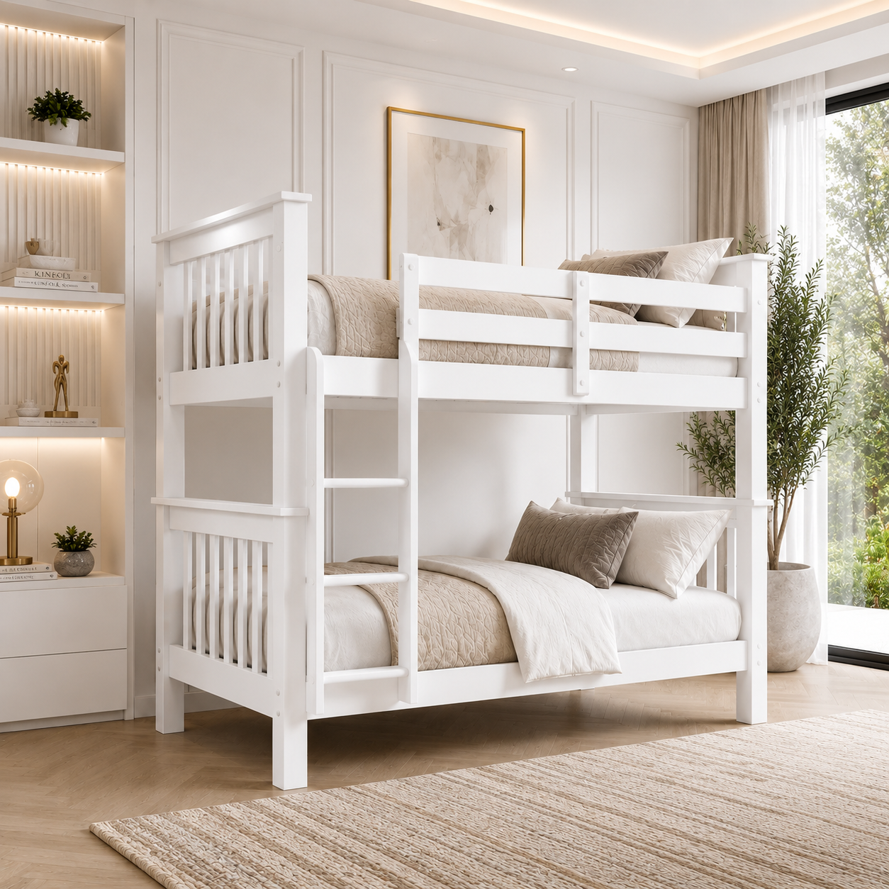 Lily Wooden Bunk Bed with Guest Bed – Solid Pine Space-Saving Frame – Kids Bedroom Furniture