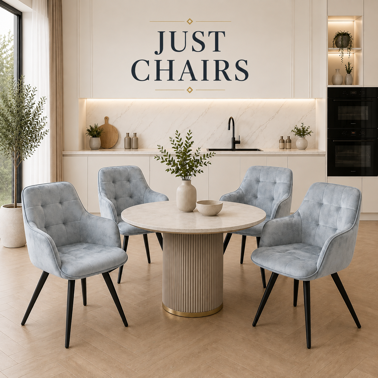 2x Swivel Velvet Dining Chairs – Modern Upholstered Seating with Rotatable Metal Legs – Set of 2