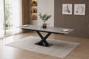 Nordic Rock Extendable Ceramic Dining Table – Sintered Stone Top, Seats 6, Modern Dining Table