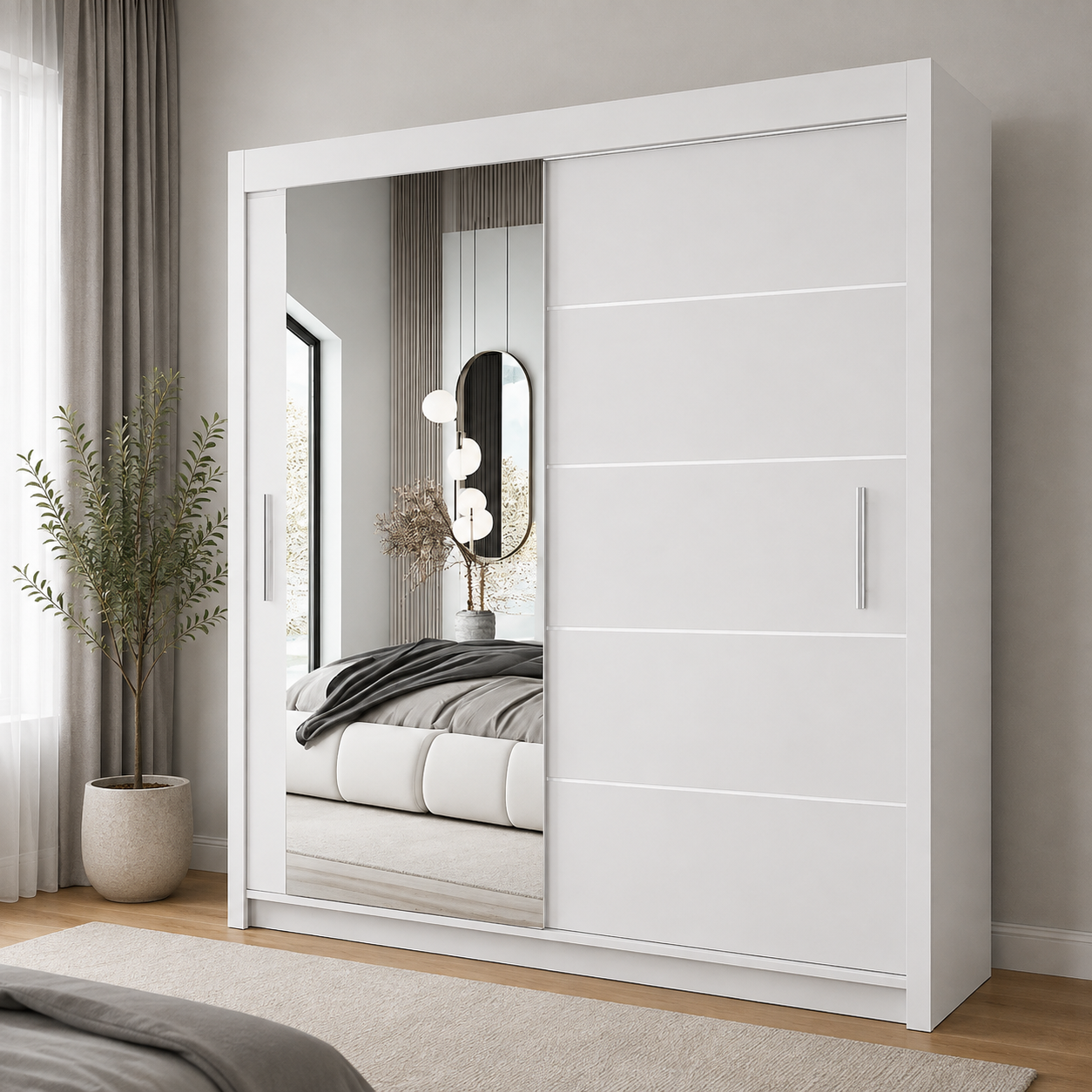 LYON Sliding Door Wardrobe with Mirror – Multiple Sizes & Colours
