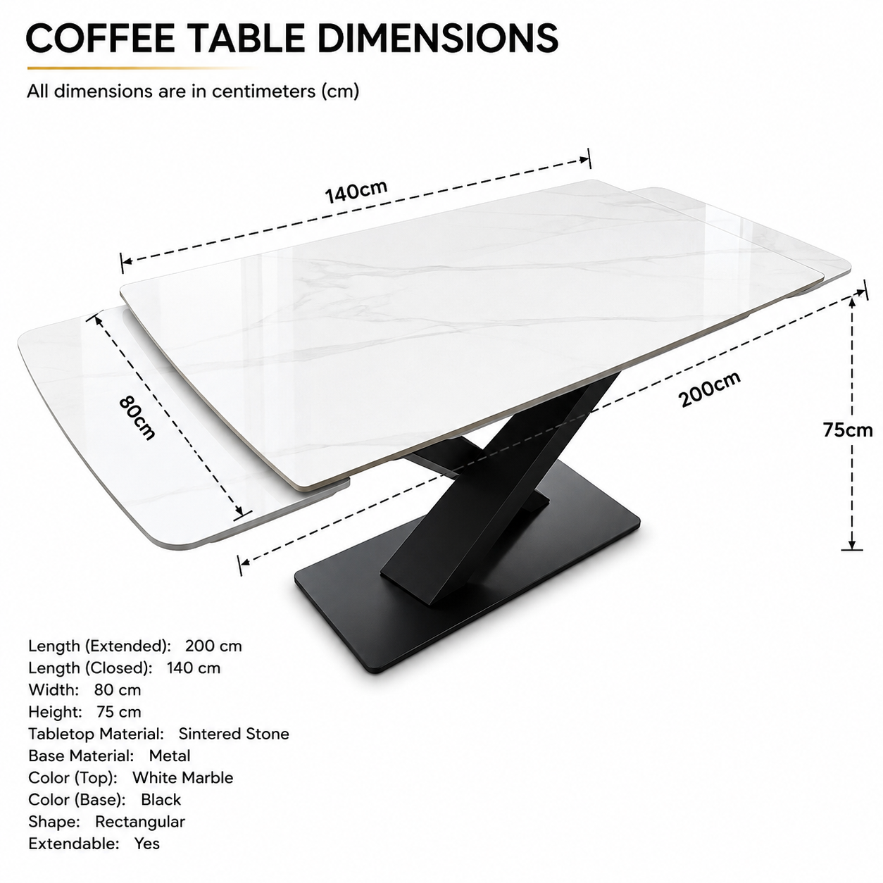 Nordic Rock Extendable Ceramic Dining Table – Sintered Stone Top, Seats 6, Modern Dining Table
