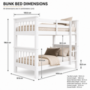 Lily Wooden Bunk Bed with Guest Bed – Solid Pine Space-Saving Frame – Kids Bedroom Furniture