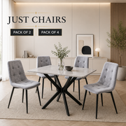 Ava Velvet Dining Chairs – Set of 2 or 4, Swivel Upholstered Chairs with Metal Legs, Modern Design