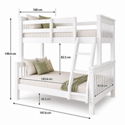 Lily Wooden Trio Bunk Bed with Guest bed – Space-Saving Solid Pine Frame – Optional Storage Drawers