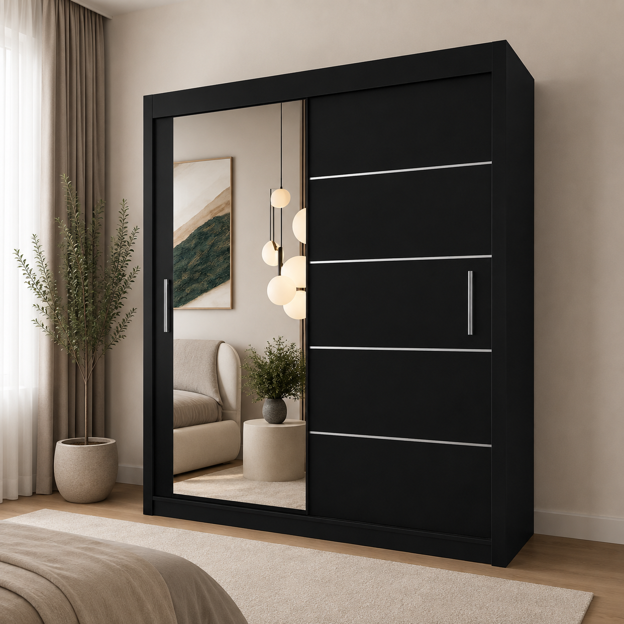 LYON Sliding Door Wardrobe with Mirror – Multiple Sizes & Colours