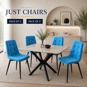 Ava Velvet Dining Chairs – Set of 2 or 4, Swivel Upholstered Chairs with Metal Legs, Modern Design