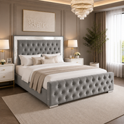 Plush Velvet Ottoman Storage Bed with Gas Lift – Double & King Size, Blue, Black or Grey
