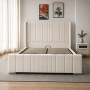 Wingback Ottoman Storage Bed Frame – Double & King Size | Plush Velvet Gas Lift Storage Bed