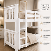 Lily Wooden Bunk Bed with Guest Bed – Solid Pine Space-Saving Frame – Kids Bedroom Furniture
