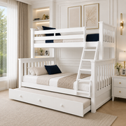 Lily Wooden Trio Bunk Bed with Guest bed – Space-Saving Solid Pine Frame – Optional Storage Drawers