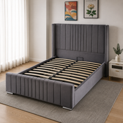 Wingback Ottoman Storage Bed Frame – Double & King Size | Plush Velvet Gas Lift Storage Bed