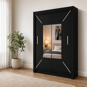 VENICE Sliding Door Wardrobe with Mirror – Multiple Sizes & Colours, Shelves & Hanging Rails