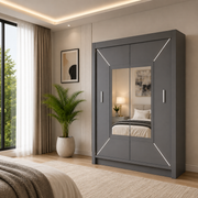 VENICE Sliding Door Wardrobe with Mirror – Multiple Sizes & Colours, Shelves & Hanging Rails