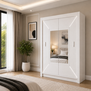 VENICE Sliding Door Wardrobe with Mirror – Multiple Sizes & Colours, Shelves & Hanging Rails