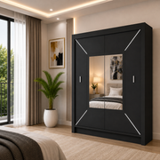 VENICE Sliding Door Wardrobe with Mirror – Multiple Sizes & Colours, Shelves & Hanging Rails