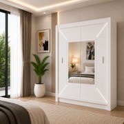 VENICE Sliding Door Wardrobe with Mirror – Multiple Sizes & Colours, Shelves & Hanging Rails