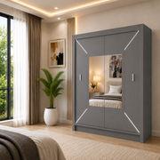 VENICE Sliding Door Wardrobe with Mirror – Multiple Sizes & Colours, Shelves & Hanging Rails