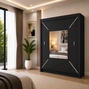VENICE Sliding Door Wardrobe with Mirror – Multiple Sizes & Colours, Shelves & Hanging Rails