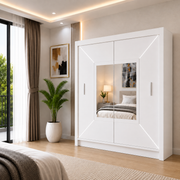 VENICE Sliding Door Wardrobe with Mirror – Multiple Sizes & Colours, Shelves & Hanging Rails