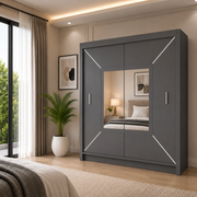 VENICE Sliding Door Wardrobe with Mirror – Multiple Sizes & Colours, Shelves & Hanging Rails