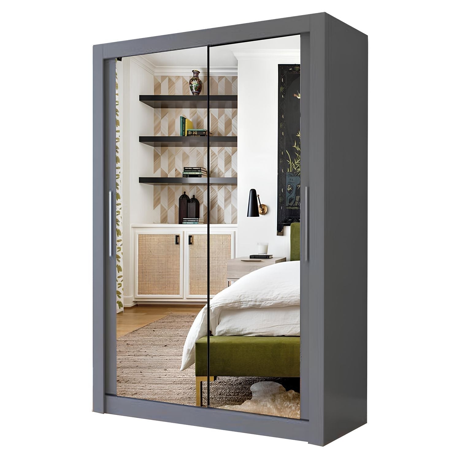 Milan Sliding Door Wardrobe with Mirror – 2 or 3 Doors, Multiple Sizes & Colours, Shelves & Drawers