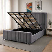 Wingback Ottoman Storage Bed Frame – Double & King Size | Plush Velvet Gas Lift Storage Bed