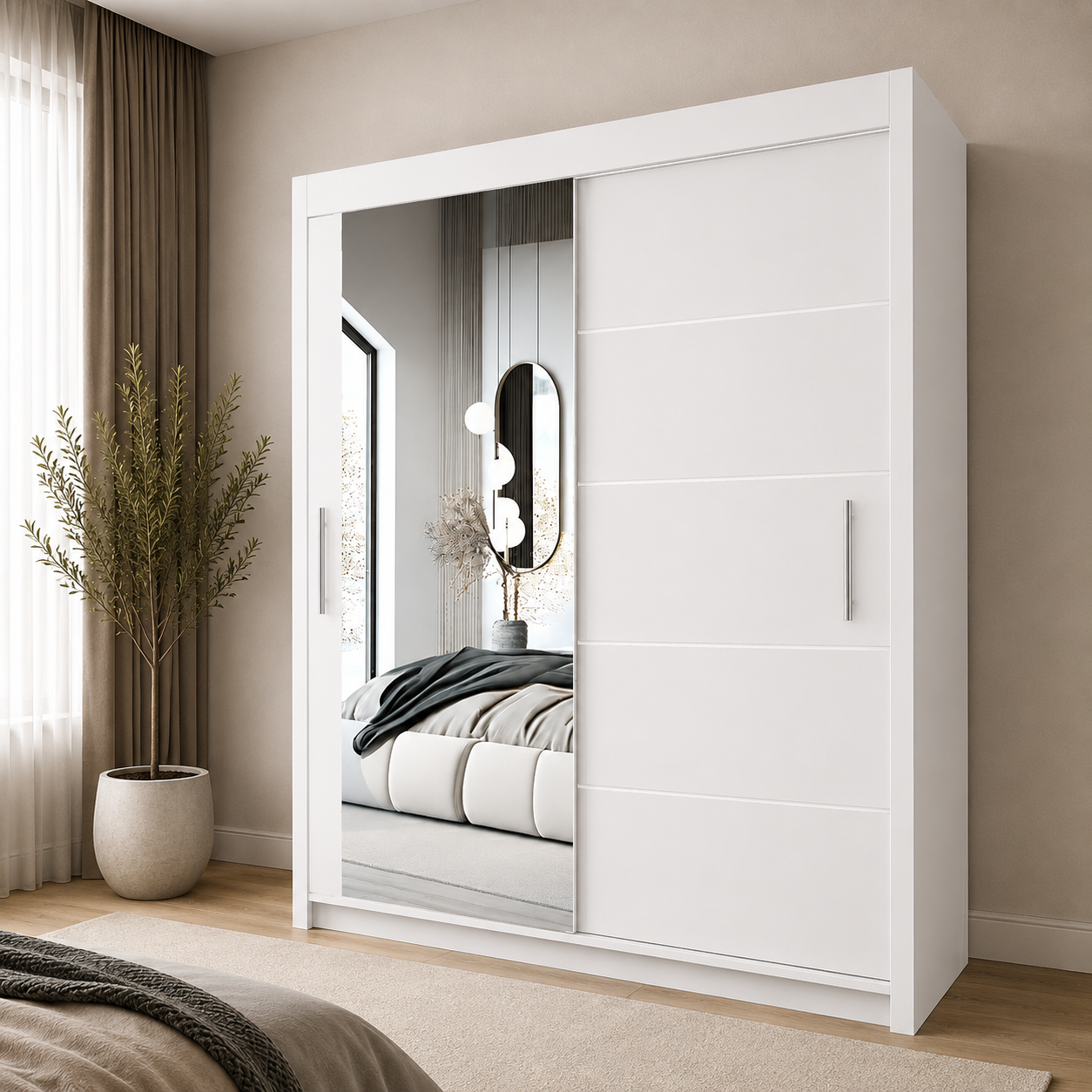 LYON Sliding Door Wardrobe with Mirror – Multiple Sizes & Colours
