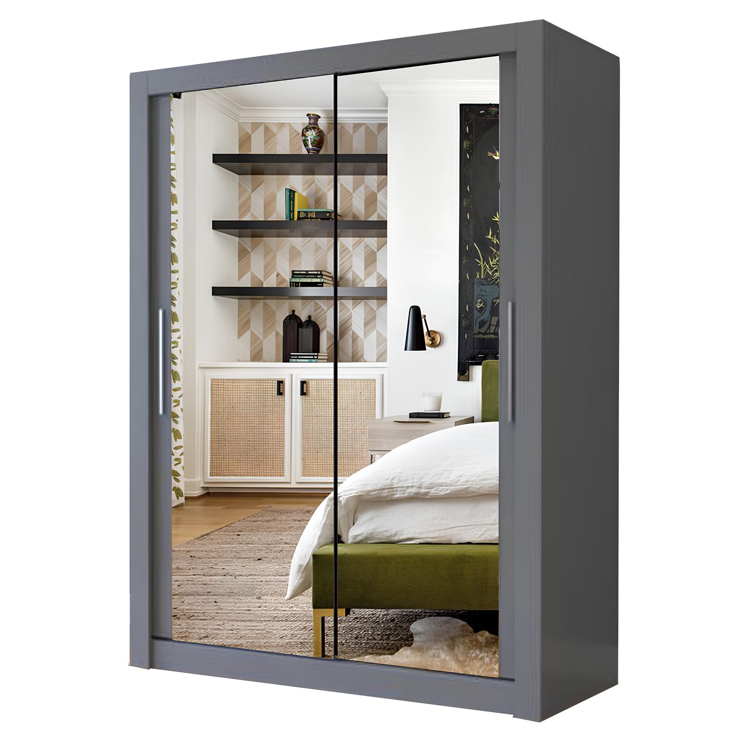 Milan Sliding Door Wardrobe with Mirror – 2 or 3 Doors, Multiple Sizes & Colours, Shelves & Drawers