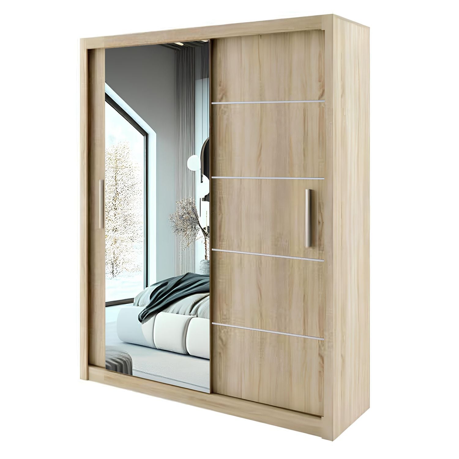 LYON Sliding Door Wardrobe with Mirror – Multiple Sizes & Colours