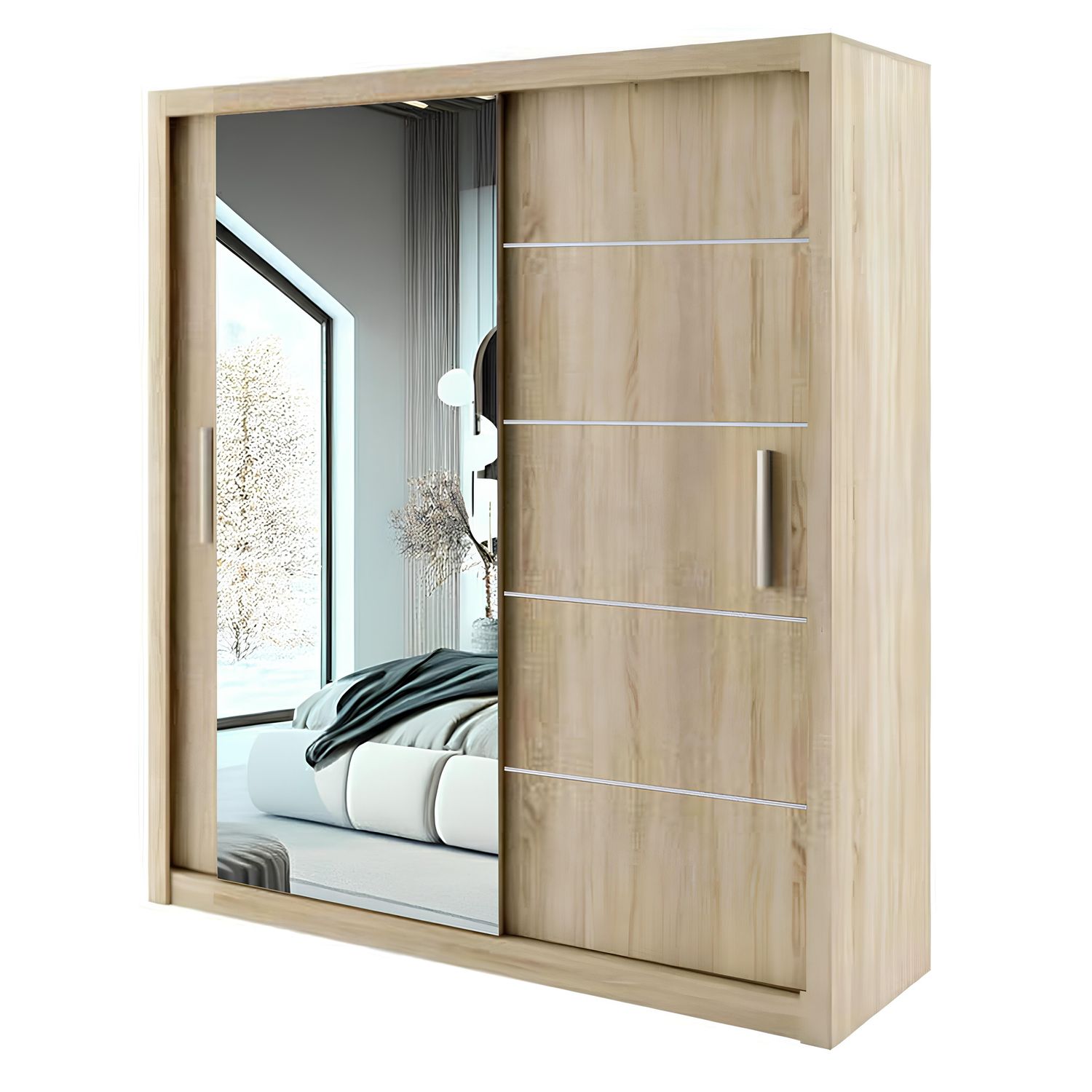 LYON Sliding Door Wardrobe with Mirror – Multiple Sizes & Colours