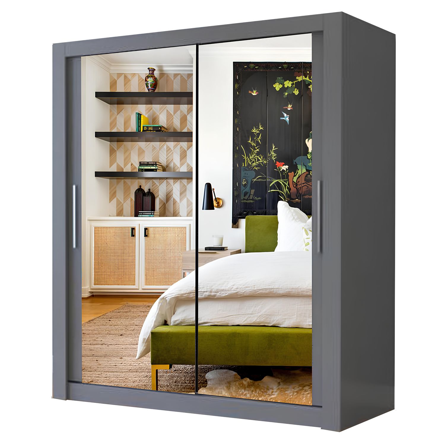 Milan Sliding Door Wardrobe with Mirror – 2 or 3 Doors, Multiple Sizes & Colours, Shelves & Drawers