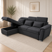 Antonio Velvet Corner Sofa Bed with Storage & USB – Double Sleeper, Universal Left/Right