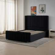 Wingback Ottoman Storage Bed Frame – Double & King Size | Plush Velvet Gas Lift Storage Bed