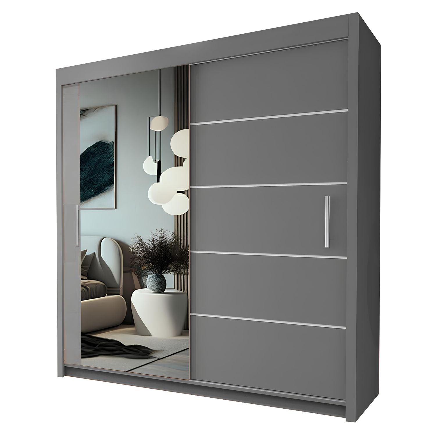 LYON Sliding Door Wardrobe with Mirror – Multiple Sizes & Colours
