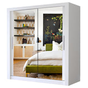 Milan Sliding Door Wardrobe with Mirror – 2 or 3 Doors, Multiple Sizes & Colours, Shelves & Drawers