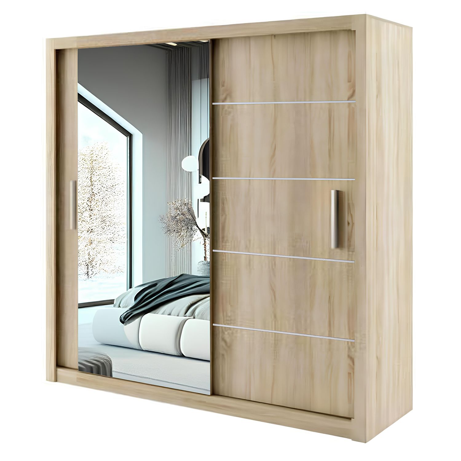 LYON Sliding Door Wardrobe with Mirror – Multiple Sizes & Colours