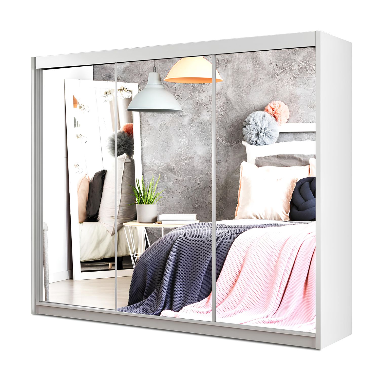 Milan Sliding Door Wardrobe with Mirror – 2 or 3 Doors, Multiple Sizes & Colours, Shelves & Drawers