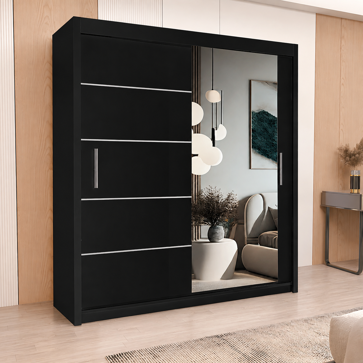 LYON Sliding Door Wardrobe with Mirror – Multiple Sizes & Colours