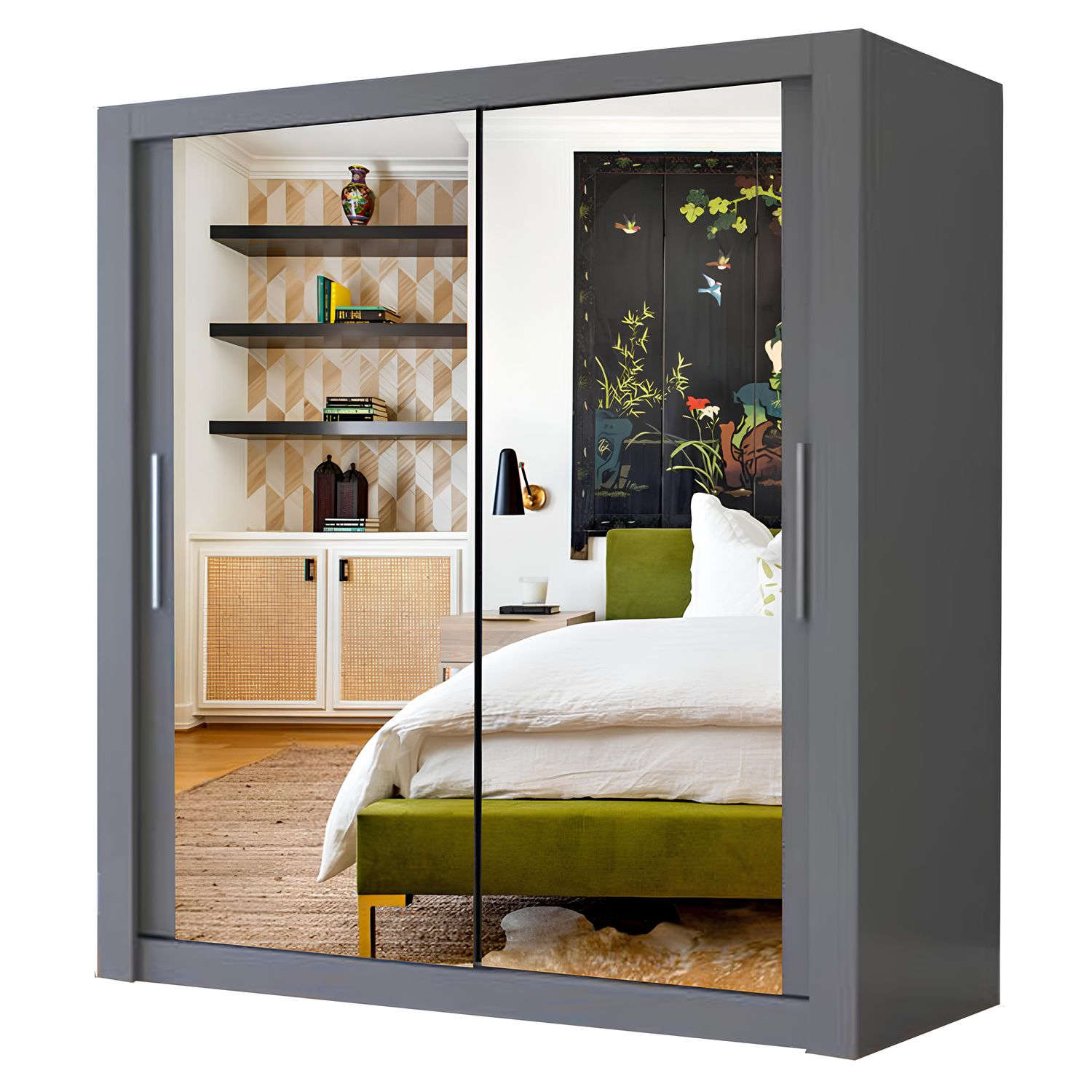 Milan Sliding Door Wardrobe with Mirror – 2 or 3 Doors, Multiple Sizes & Colours, Shelves & Drawers