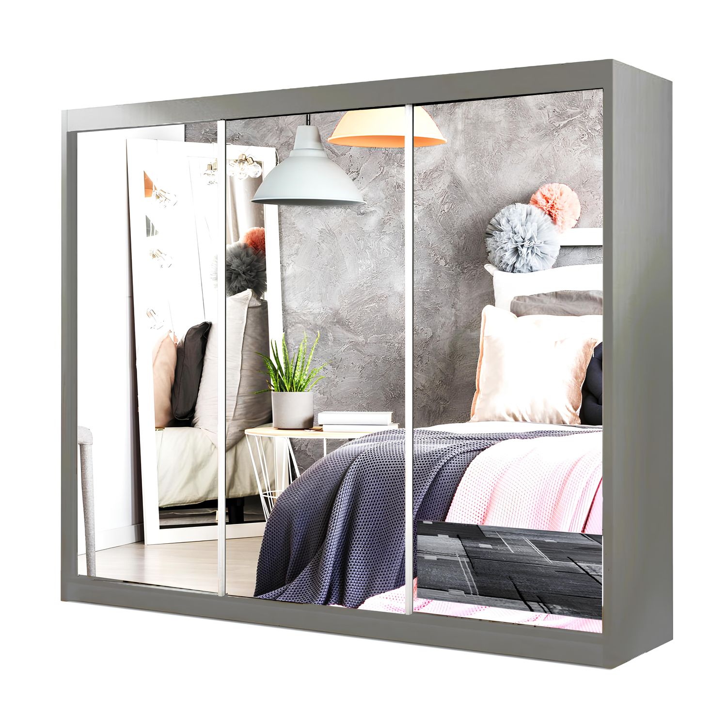 Milan Sliding Door Wardrobe with Mirror – 2 or 3 Doors, Multiple Sizes & Colours, Shelves & Drawers