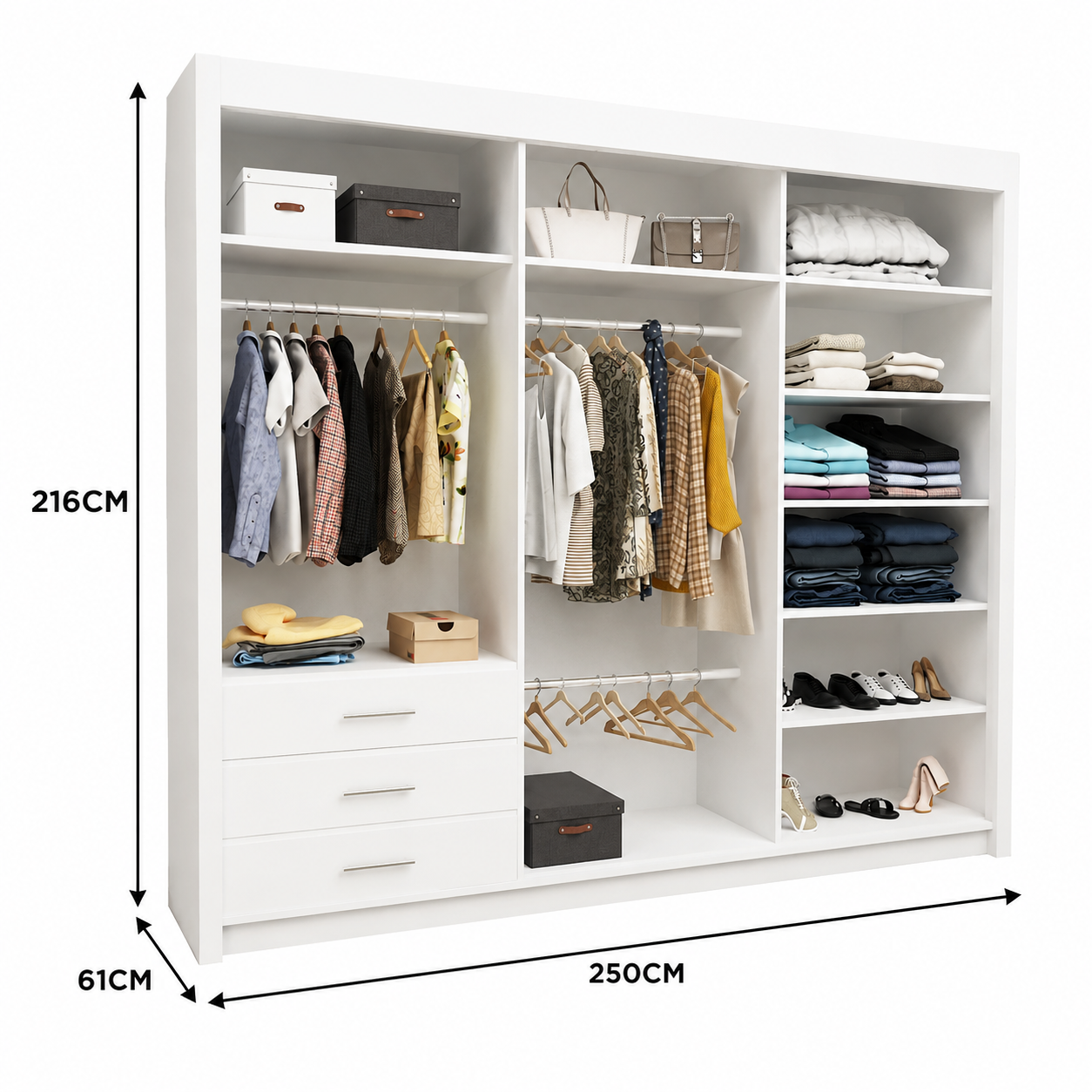 LYON Sliding Door Wardrobe with Mirror – Multiple Sizes & Colours
