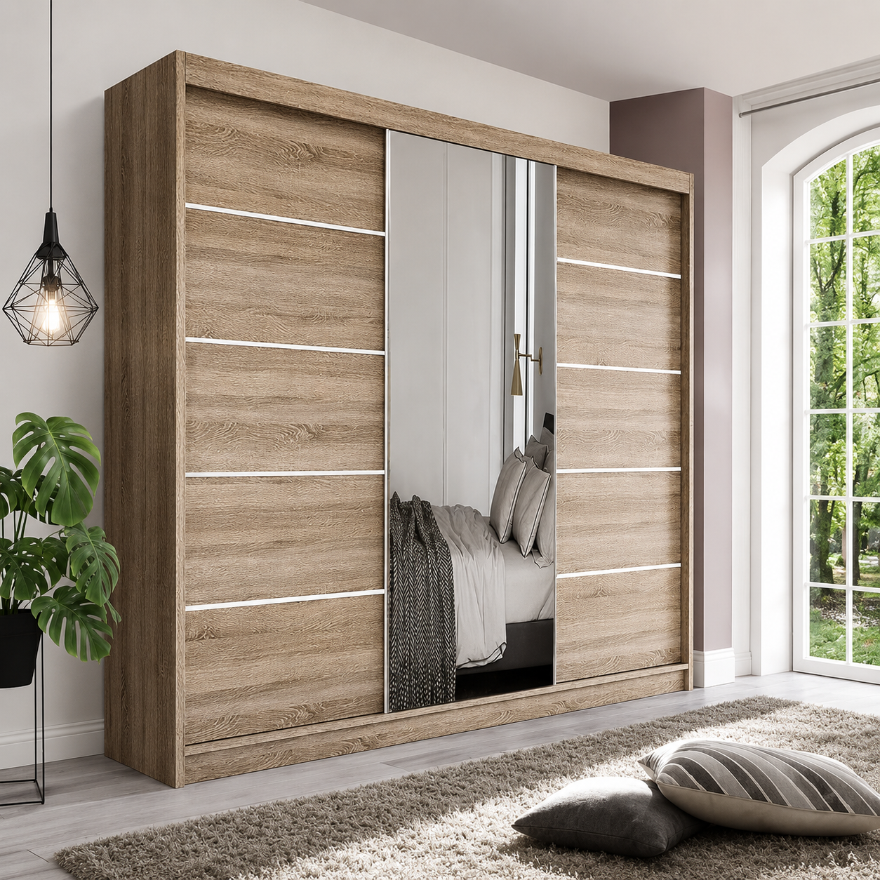 LYON Sliding Door Wardrobe with Mirror – Multiple Sizes & Colours
