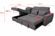 Antonio Velvet Corner Sofa Bed with Storage & USB – Double Sleeper, Universal Left/Right