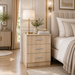 Oak 3 drawer bedside table for compact bedroom storage