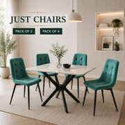 Ava Velvet Dining Chairs – Set of 2 or 4, Swivel Upholstered Chairs with Metal Legs, Modern Design