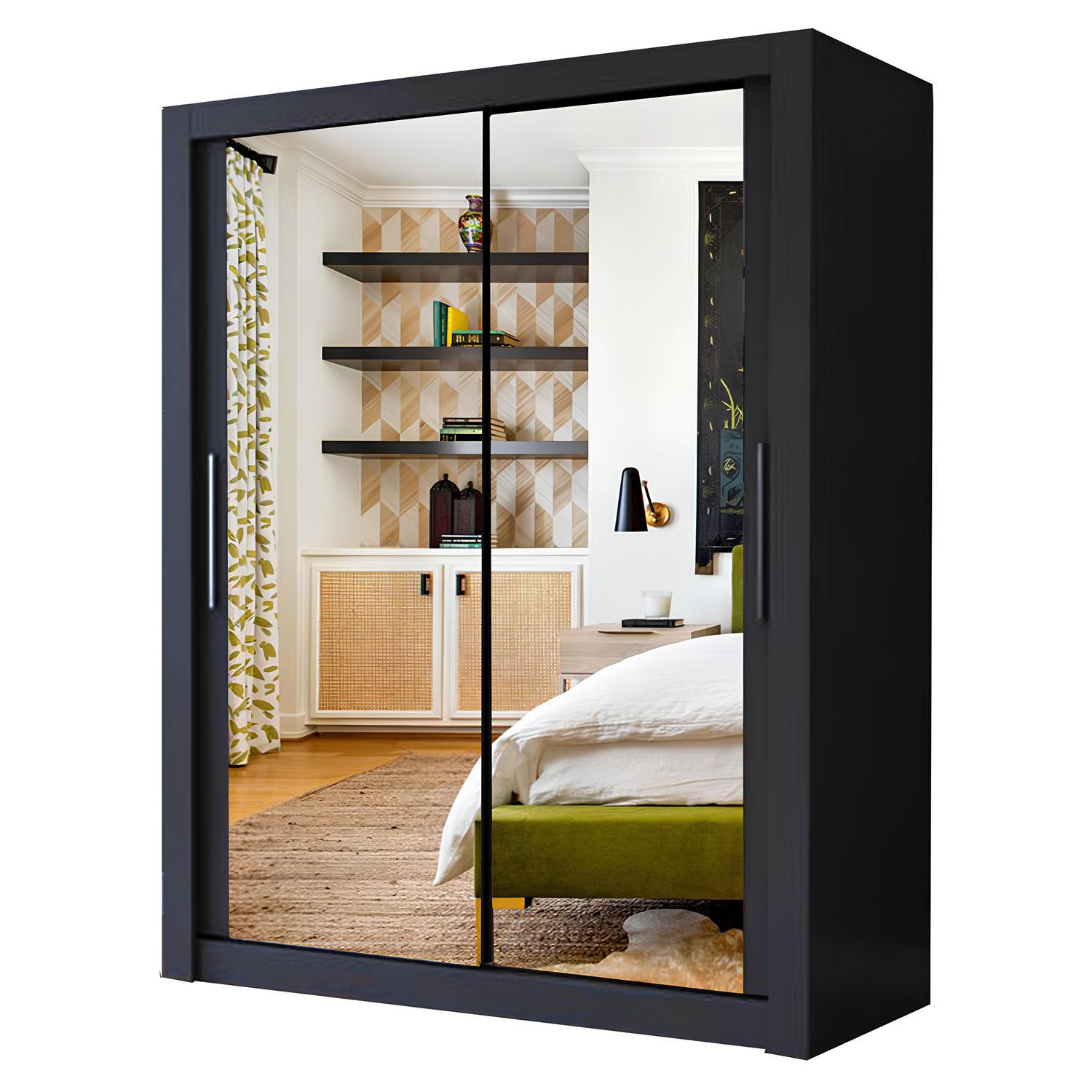 Milan Sliding Door Wardrobe with Mirror – 2 or 3 Doors, Multiple Sizes & Colours, Shelves & Drawers