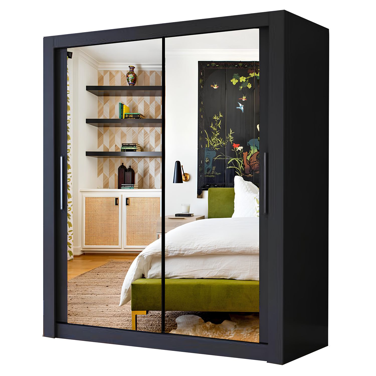 Milan Sliding Door Wardrobe with Mirror – 2 or 3 Doors, Multiple Sizes & Colours, Shelves & Drawers