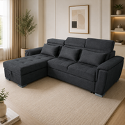 Antonio Velvet Corner Sofa Bed with Storage & USB – Double Sleeper, Universal Left/Right